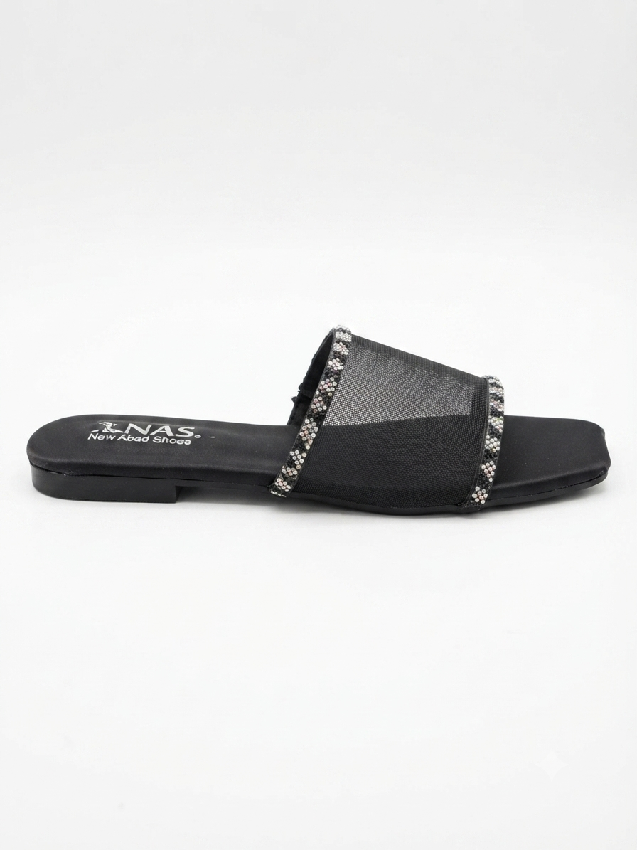 Elegant Crystal Mesh Flat Slides