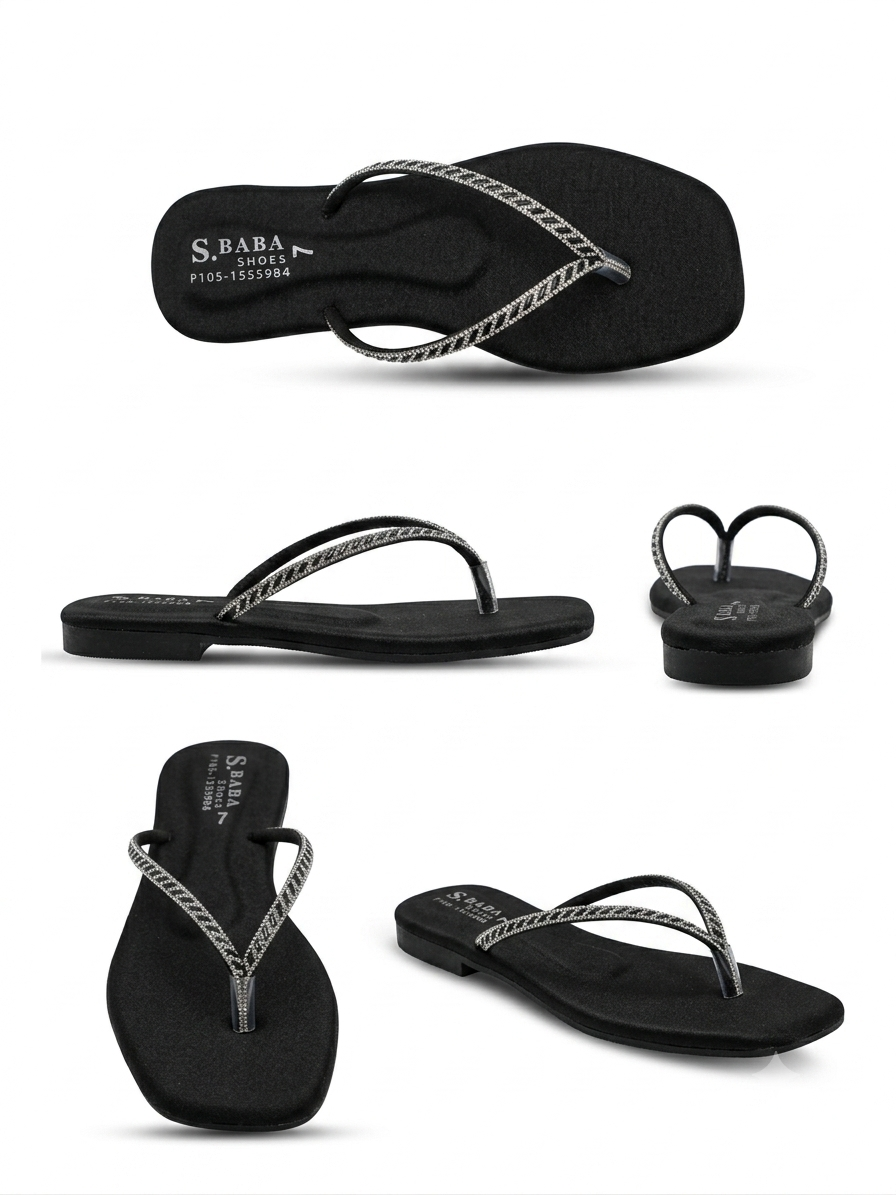 Rhinestone Embellished Square Toe Chappal