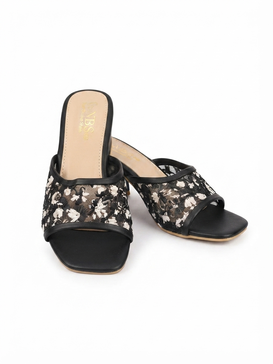 NBS Floral Embroidered Block Heel Sandals for Women | Sizes 7-10 | Zashoes Sialkot