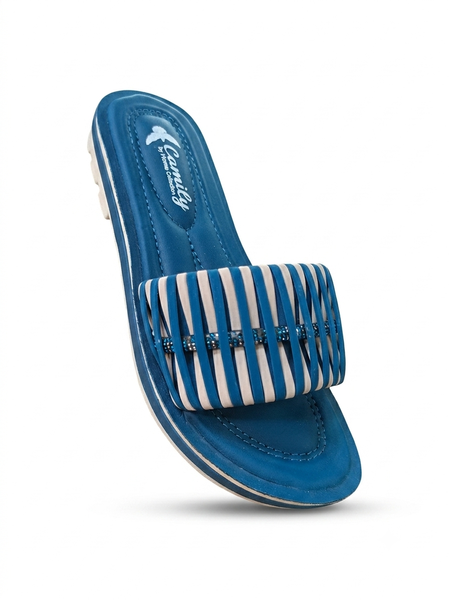 Camily Blue & Beige Soft Orthopedic Slippers for Women | Medication Sole Slides – Z.A Shoes Point