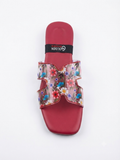 Golden Shoes Women’s Floral Transparent Strap Flat Slides | Casual Slip-On Sandals