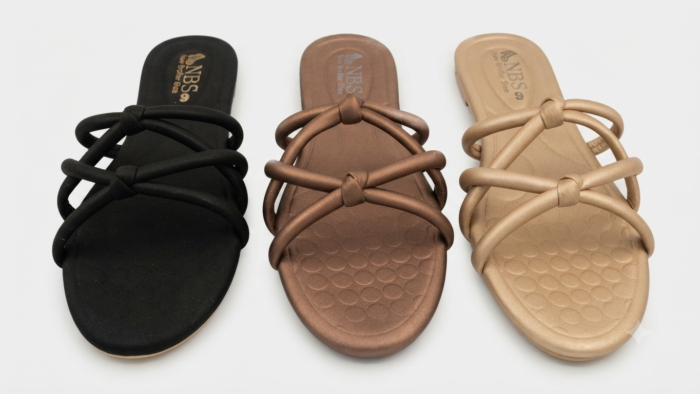 ZA Shoes Hot Trending Knotted Strap Flat Sliders | Stylish Daily Wear Chappal for Women (Sizes 6-10)