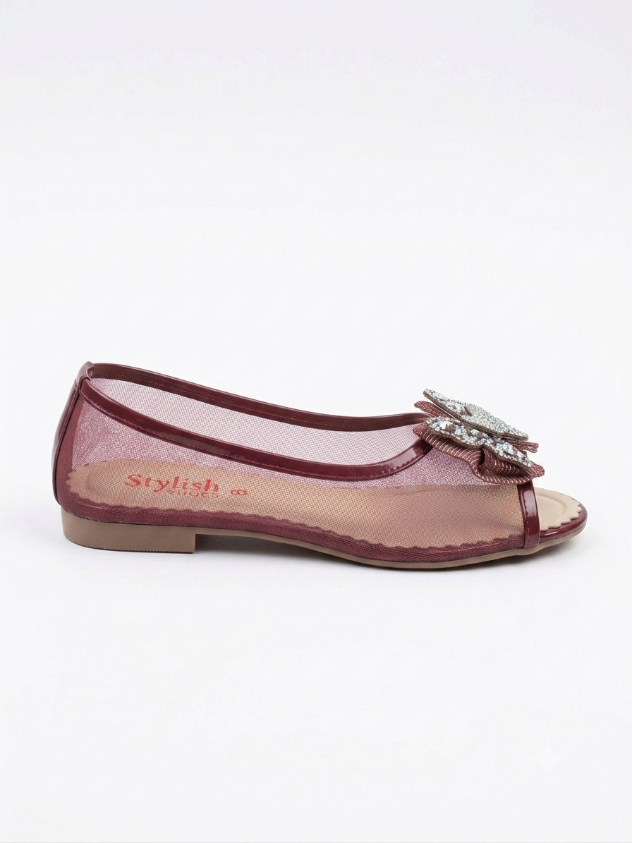 Glamour Butterfly Peep-Toe Flats | Airy Mesh Comfort Women’s Shoes | Peep-Toe Casual & Party Sandals