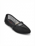 Women's Black Mesh Flat Shoes | Elegant Closed-Toe Loafers & Casual Daily Wear Pumps - Size 6 to 10