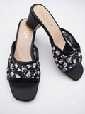 NBS Floral Embroidered Block Heel Sandals for Women | Sizes 7-10 | Zashoes Sialkot