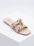Chic Ribbon Bow Print Flat Slides | Everyday Casual Women's Footwear