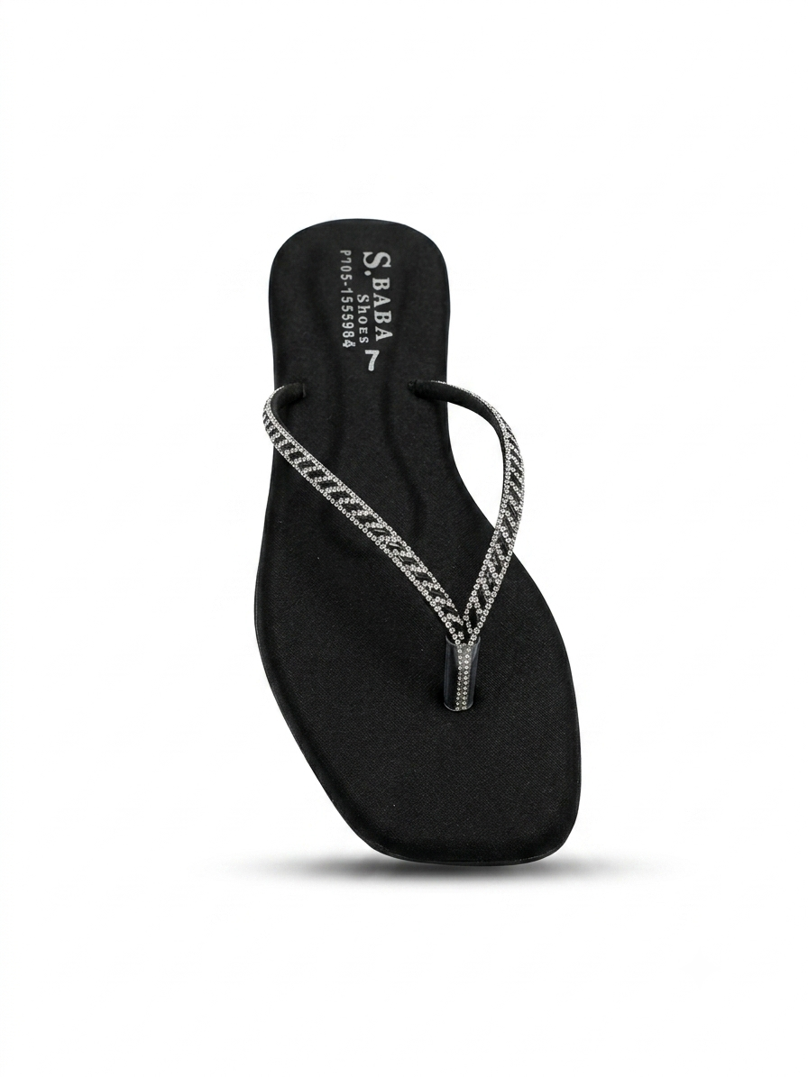 Rhinestone Embellished Square Toe Chappal